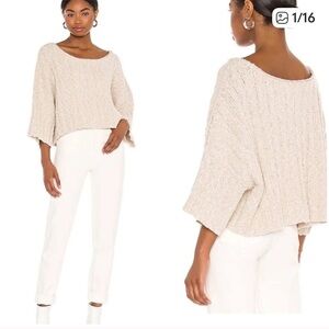 Free People Oatmeal Colored Chunky Knit Cropped Sweater